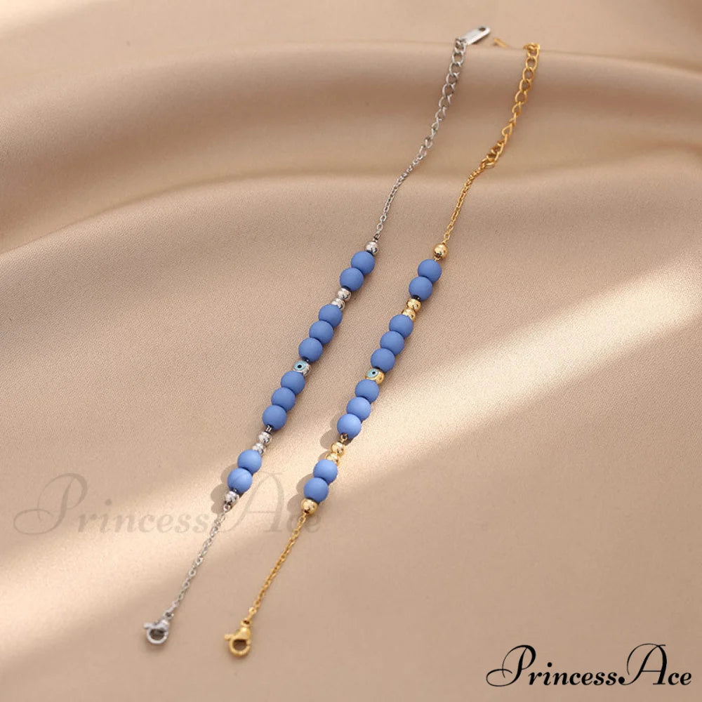 Stainless Steel Crystal Beaded Devil’s Eye Fashion Bracelet