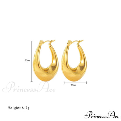 Stainless Steel U Shape Glossy Hoop Earrings