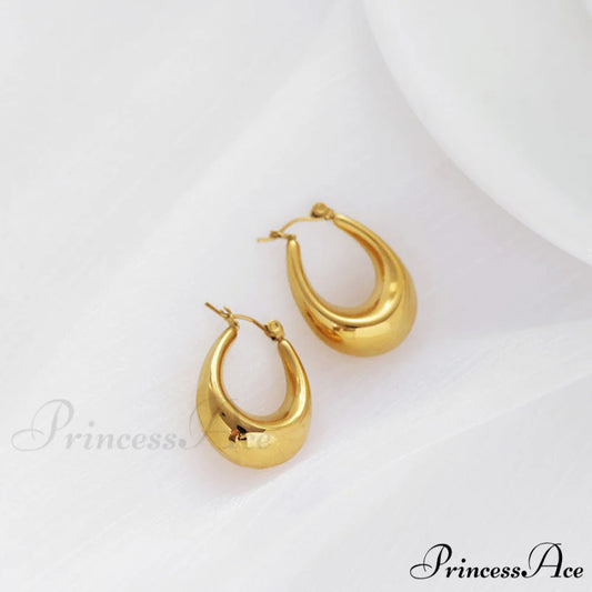 Stainless Steel U Shape Glossy Hoop Earrings