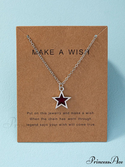 Star Pendant Necklace Burgundy / one-size