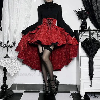 SteamWomen Gothic Irregular Shirring Pleated Party Maxi Long High Low Costumes Sexy Corset Skirt