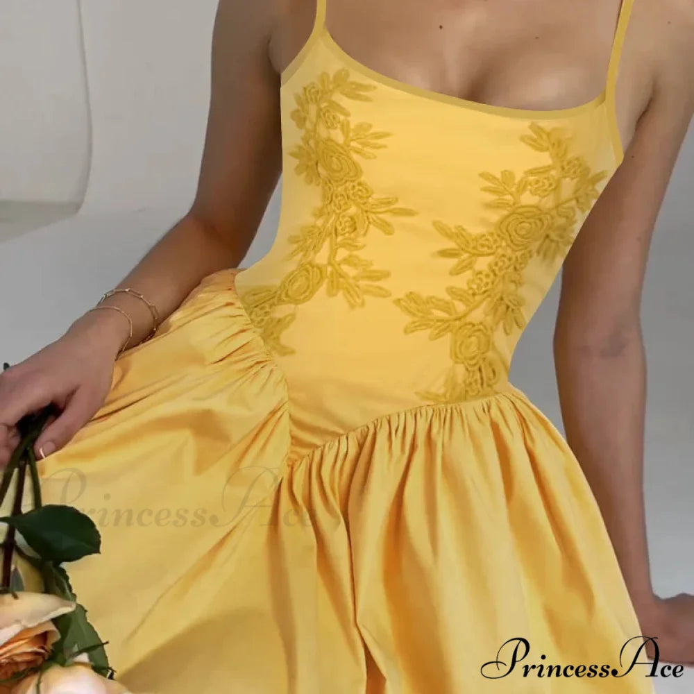 Stitched Blossom Elevated Waist Billowy Botanical Dress floraldress-250126