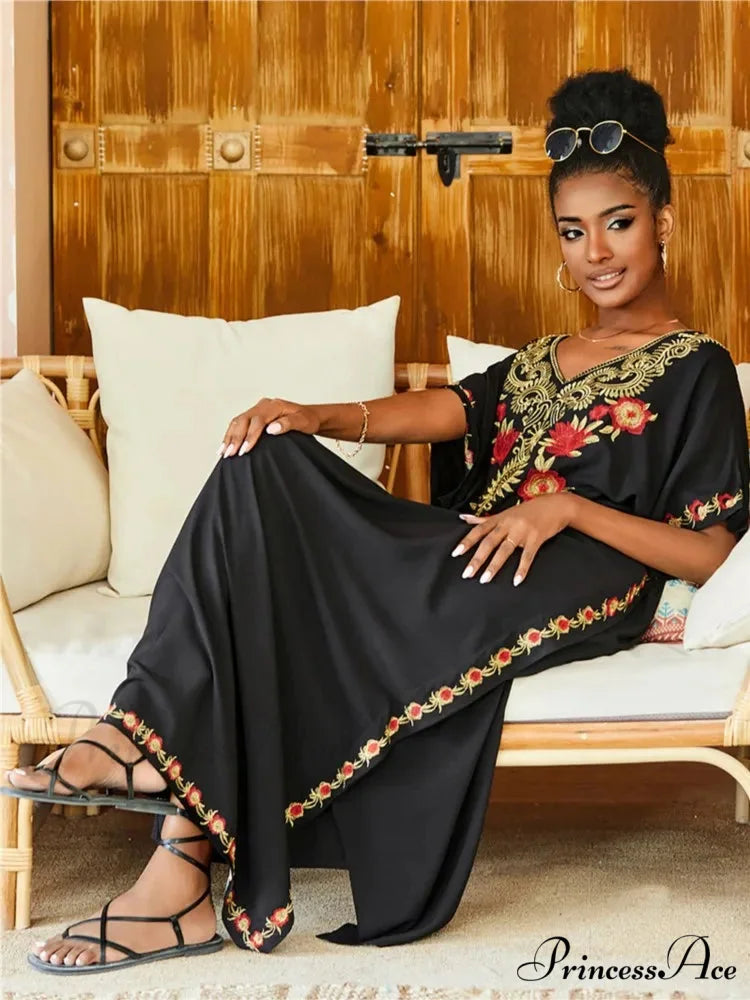 Stitched Kaftan Seaside Holiday Flowered Attire oldfloraldress-250126