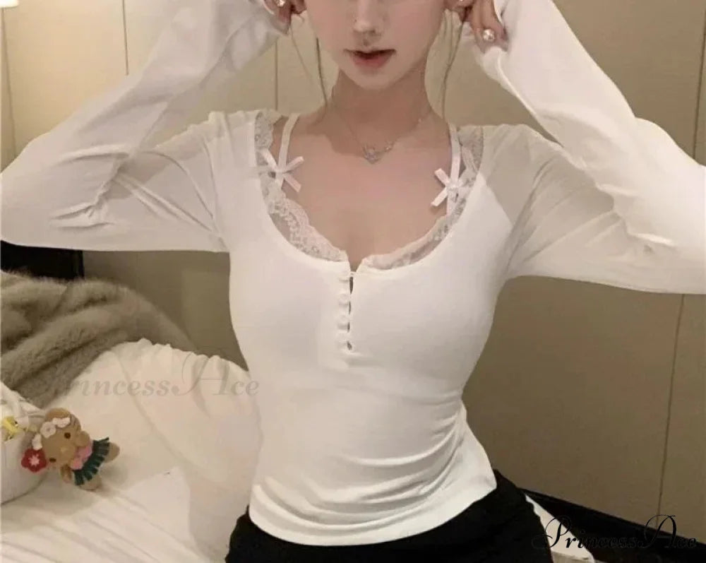 Stitching V-neck Slim Pink Flirtatious Aesthetic Top Women knittop-250126