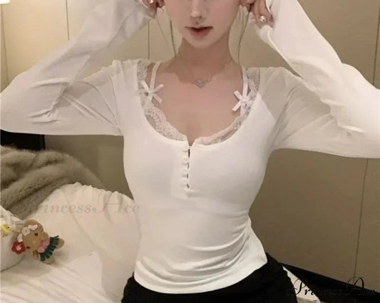 Stitching V-neck Slim Pink Flirtatious Aesthetic Top Women knittop-250126