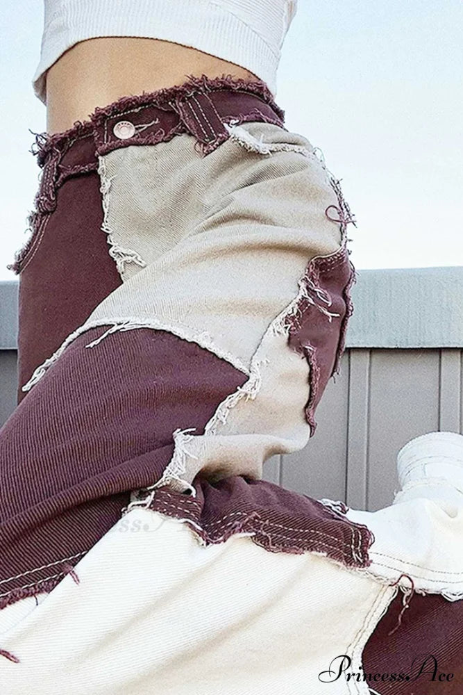 Straight-leg Jeans with Panels Coffee / M