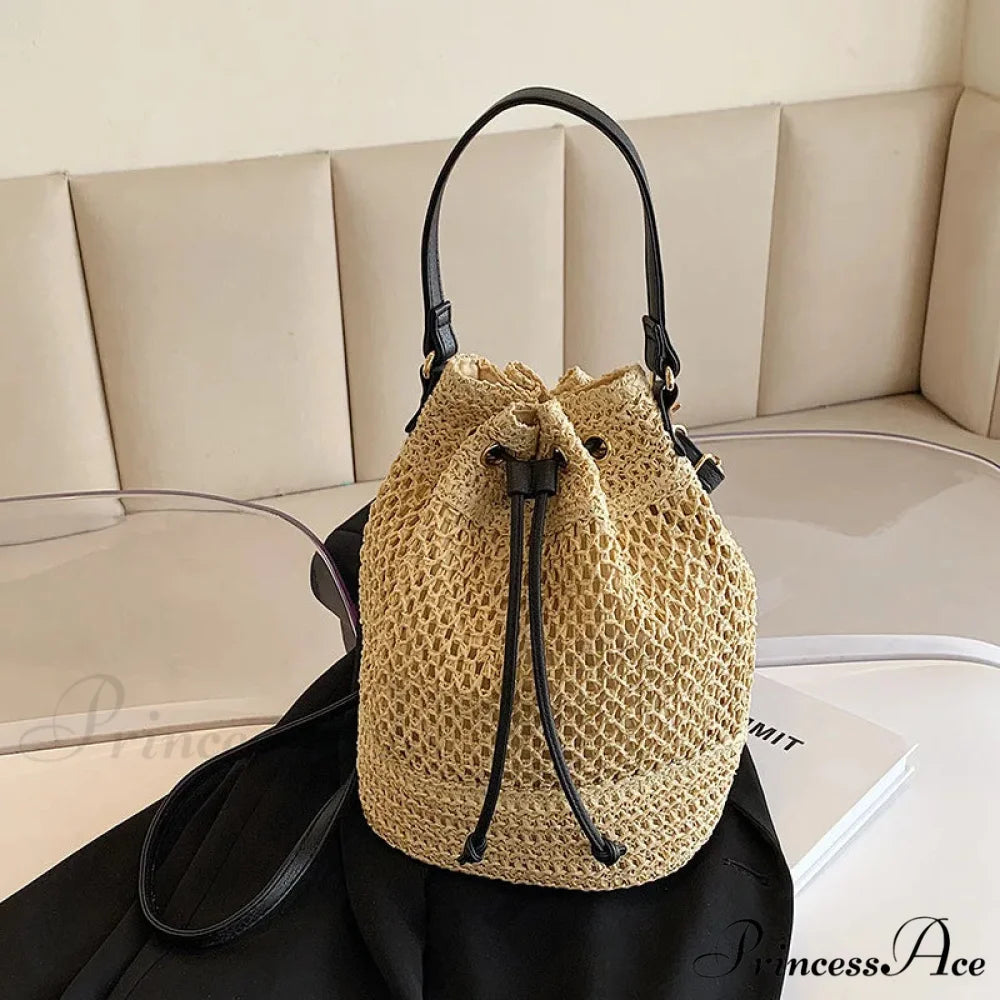 Stranded Straw Seaside Crossbody Travel Handbag Beige / 28x14x30cm handbag-250126