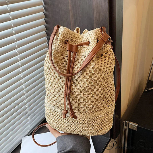 Stranded Straw Seaside Crossbody Travel Handbag Tan / 28x14x30cm handbag-250126