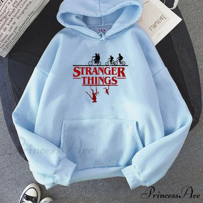 Stranger Things Anime Print Hoodies Sky Blue / S Sweatshirts & Hoodies-L