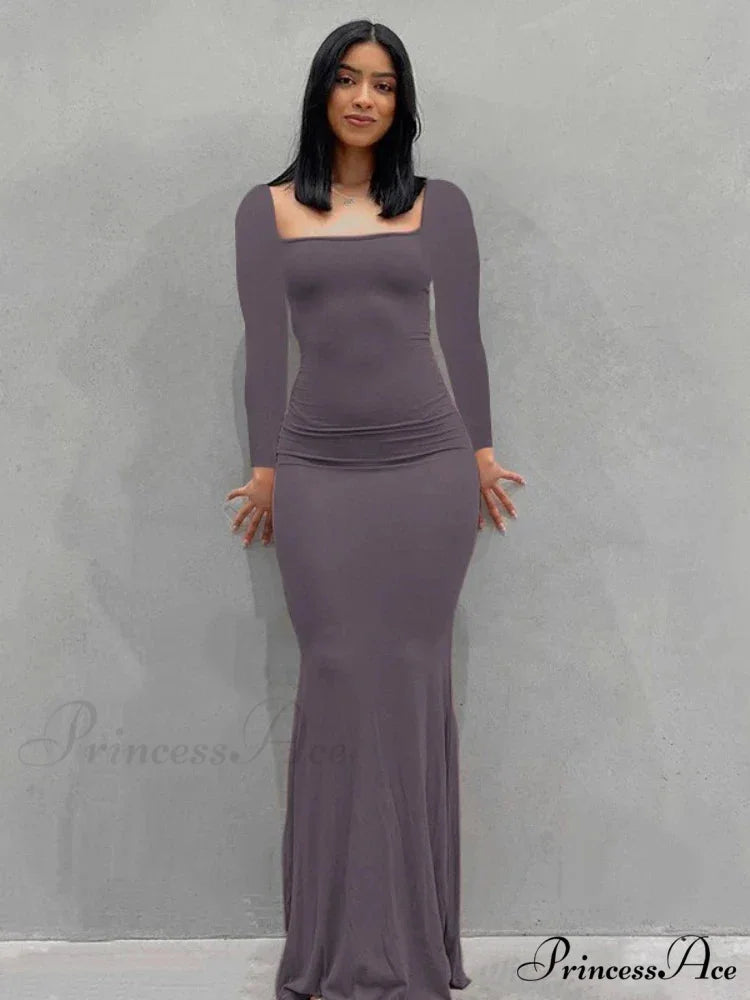 Strap Backless Long Casual Maxi Dress PURPLE / S