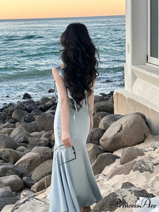 Strap Vintage Gown - Party Elegant Satin Midi Korean - Casual Gown Fashion