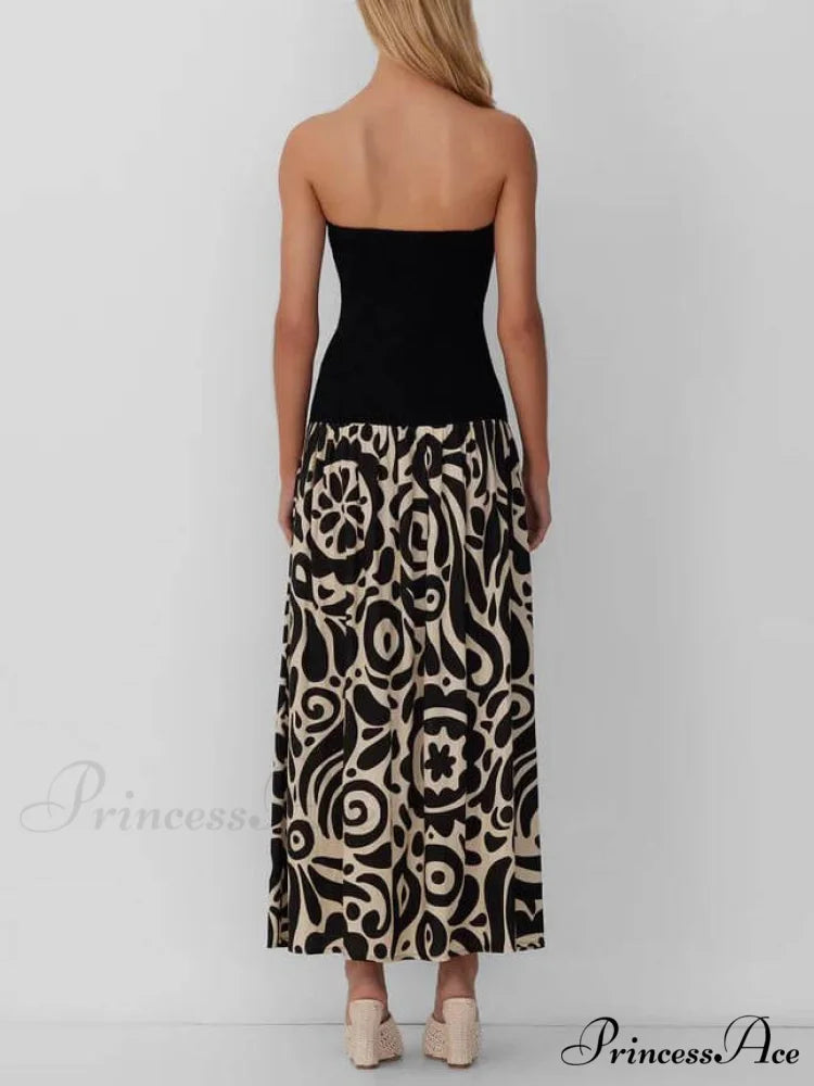 Strapless Floral Stylish Print Midi Dress