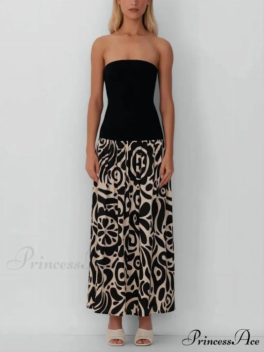 Strapless Floral Stylish Print Midi Dress