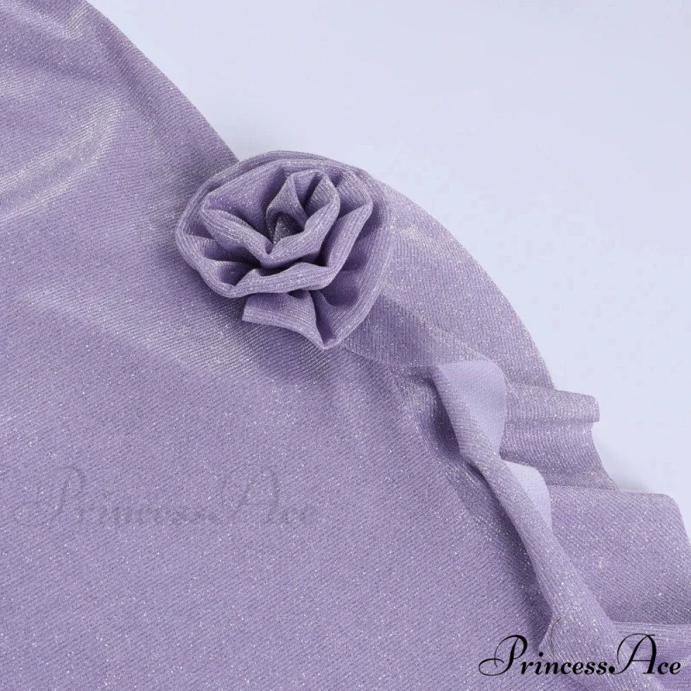 Strapless Tube Midi Floral Off Shoulder Split Club Party Bodycon Dress