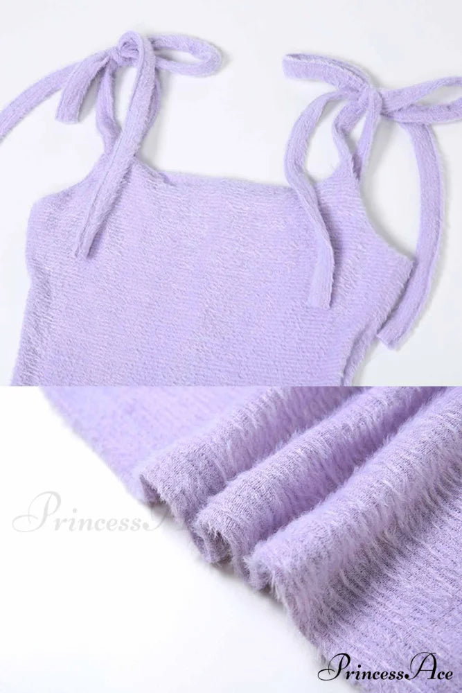 Strappy Plush Slit Dress