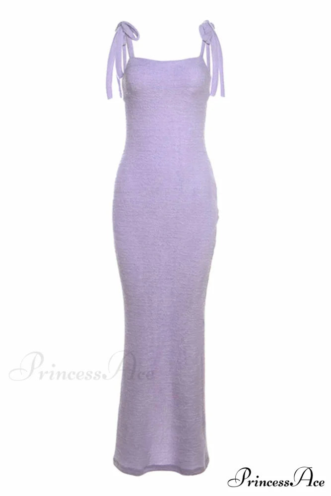 Strappy Plush Slit Dress Purple / L