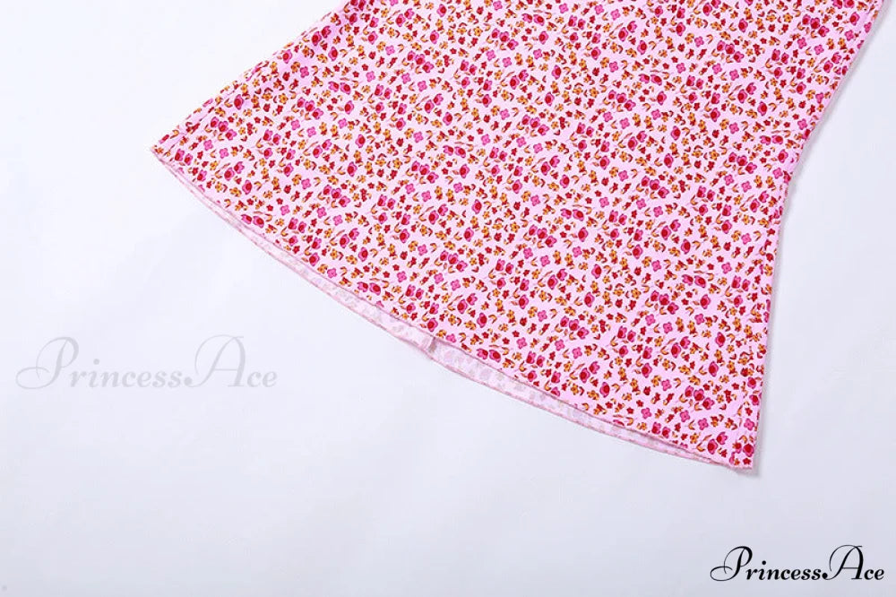 Straps and Design Flowered Warm-Season Long Bodycon Ruched Pink Coastal with Casual Gown Detail
