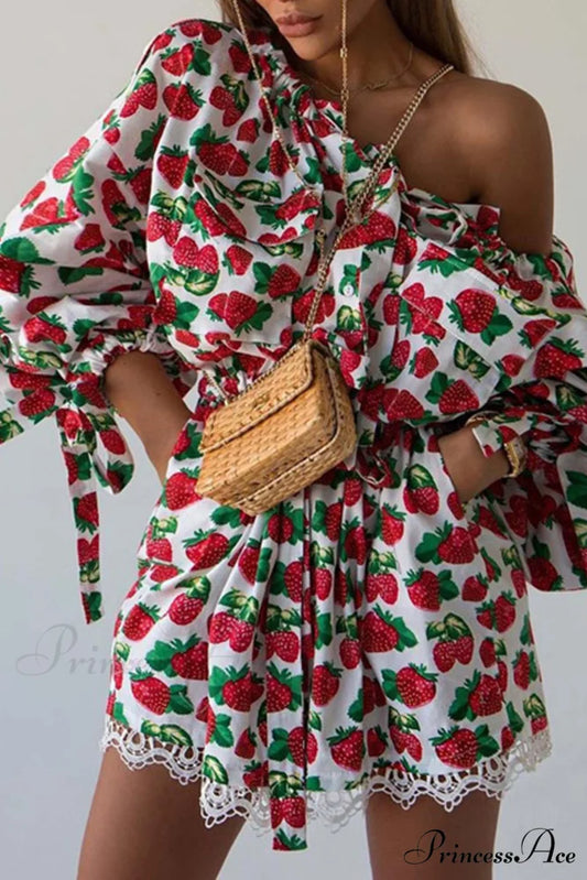 Strawberry Drop Shoulder Dress Red / M