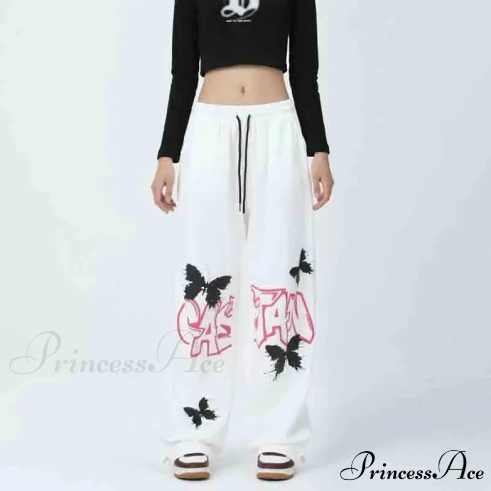 Street Art Butterfly Design Rap Pants White / S pants-241228