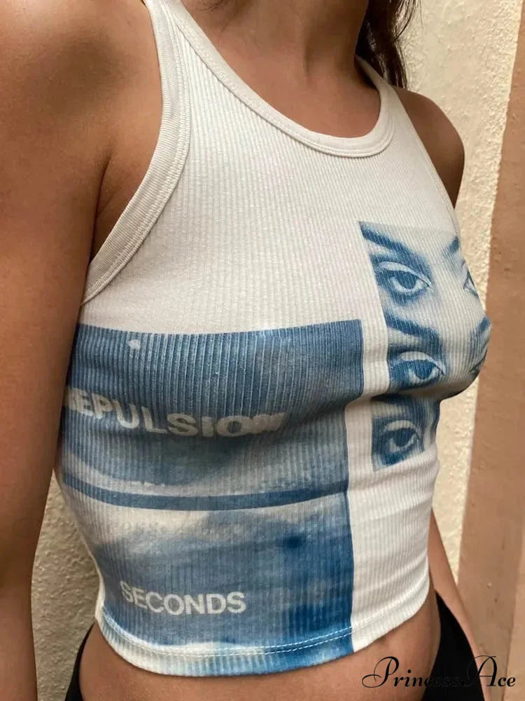 Street Portrait Striped Girl Fashion Sleeveless Off Shoulder Slim Fit Baby Tight Y2K Short Style Aesthetic EMO Tank top