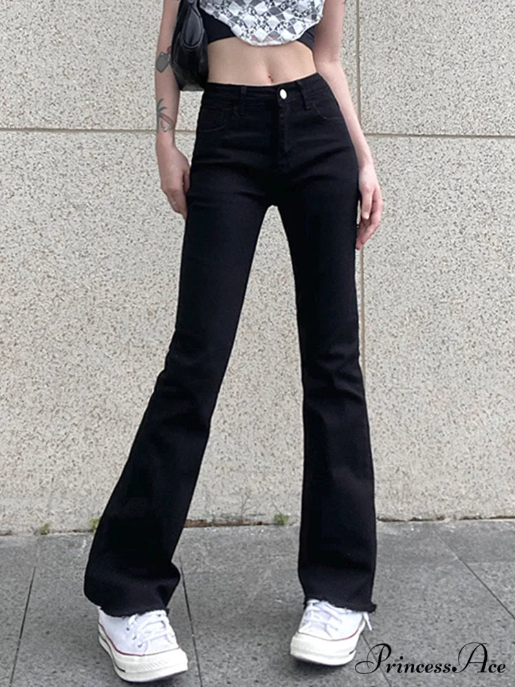 Streetwear Boot Cut Flared Jeans Black / S