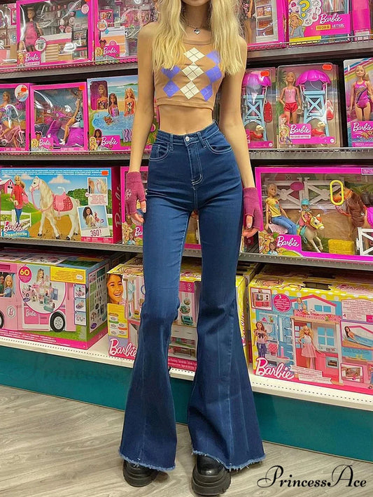 Streetwear Boot Cut Flared Jeans Blue / S