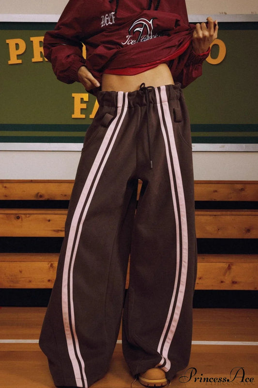 Streetwear Drawstring High-Waist Wide Pants