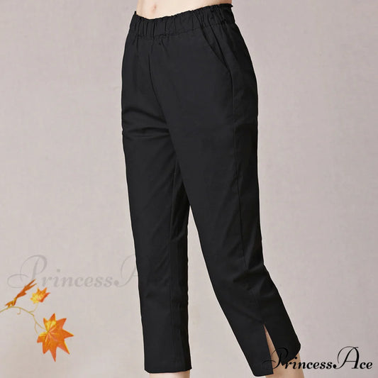 Streetwear Female Candy Color Capris Pants black / S