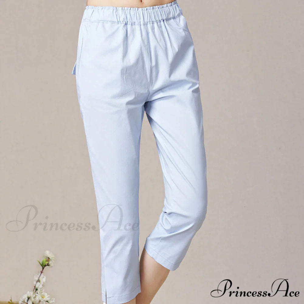 Streetwear Female Candy Color Capris Pants light blue / S