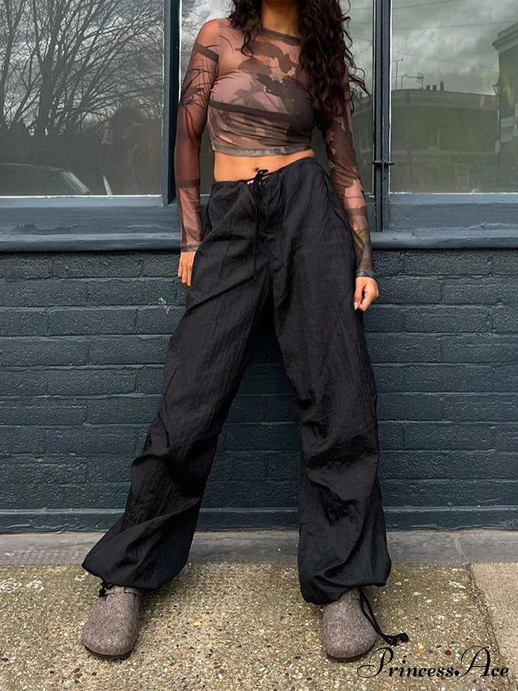 Streetwear Joggers Baggy Trousers BLACK-2 / S