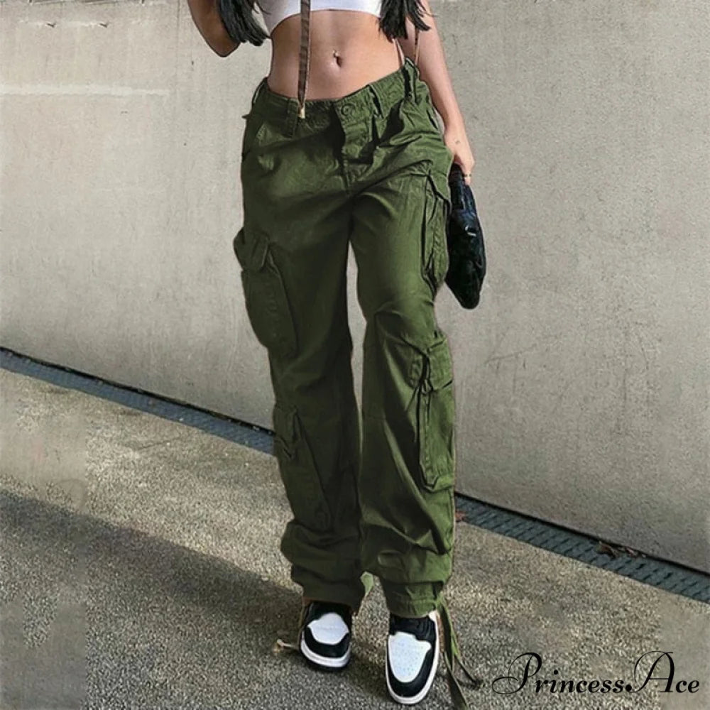 Streetwear Pockets Wide Leg High Waist Straight Trousers