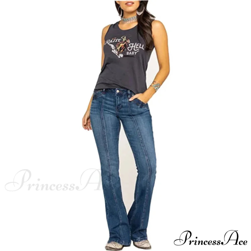 Stretch Casual Flare Women’s High Waisted Butt-lifting 2024 Spring Summer for Woman Streetwear Raw Edge Flared Denim