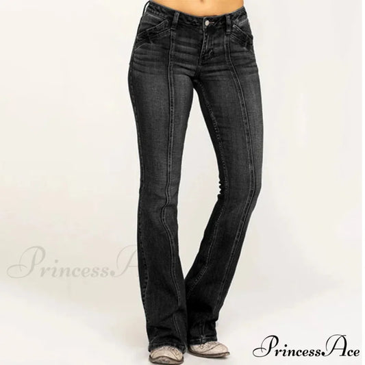 Stretch Casual Flare Women’s High Waisted Butt-lifting 2024 Spring Summer for Woman Streetwear Raw Edge Flared Denim