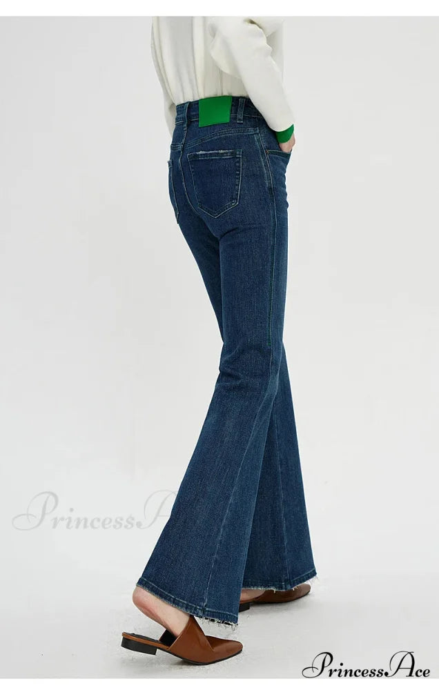 Stretch Flare High Waist Slim Flare Ladies Casual Streetwear Denim Jean Blue / 25