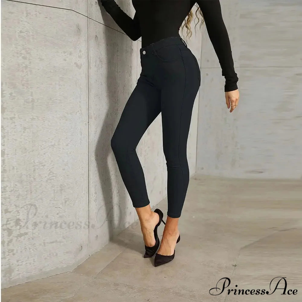 Stretch Skinny Women’s High Waisted Sexy Streetwears Pencil Fashion Elastici Denim Slim Casual Jean Black / XS