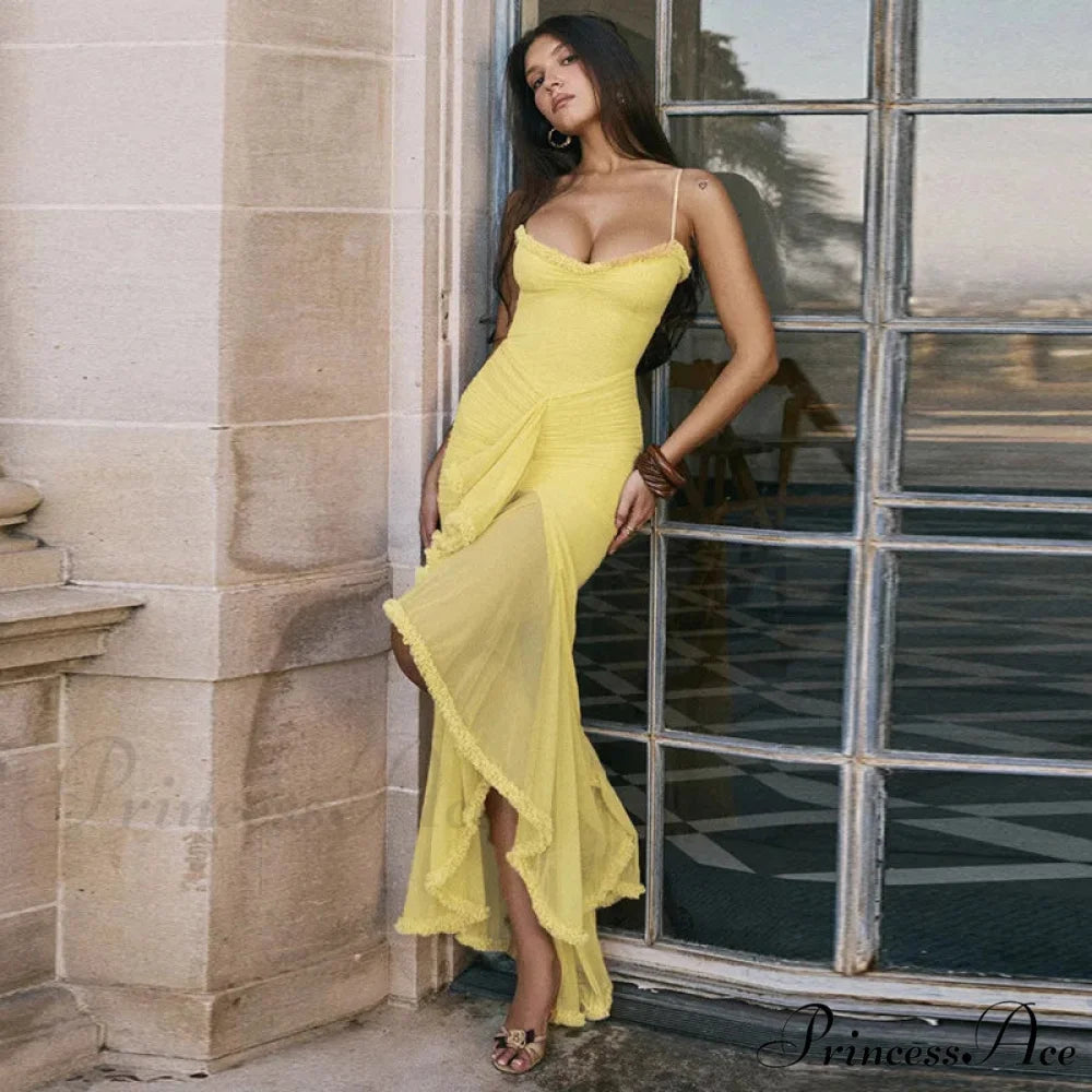 Stretchy Net Frills Holiday Dress vacationdress-250223