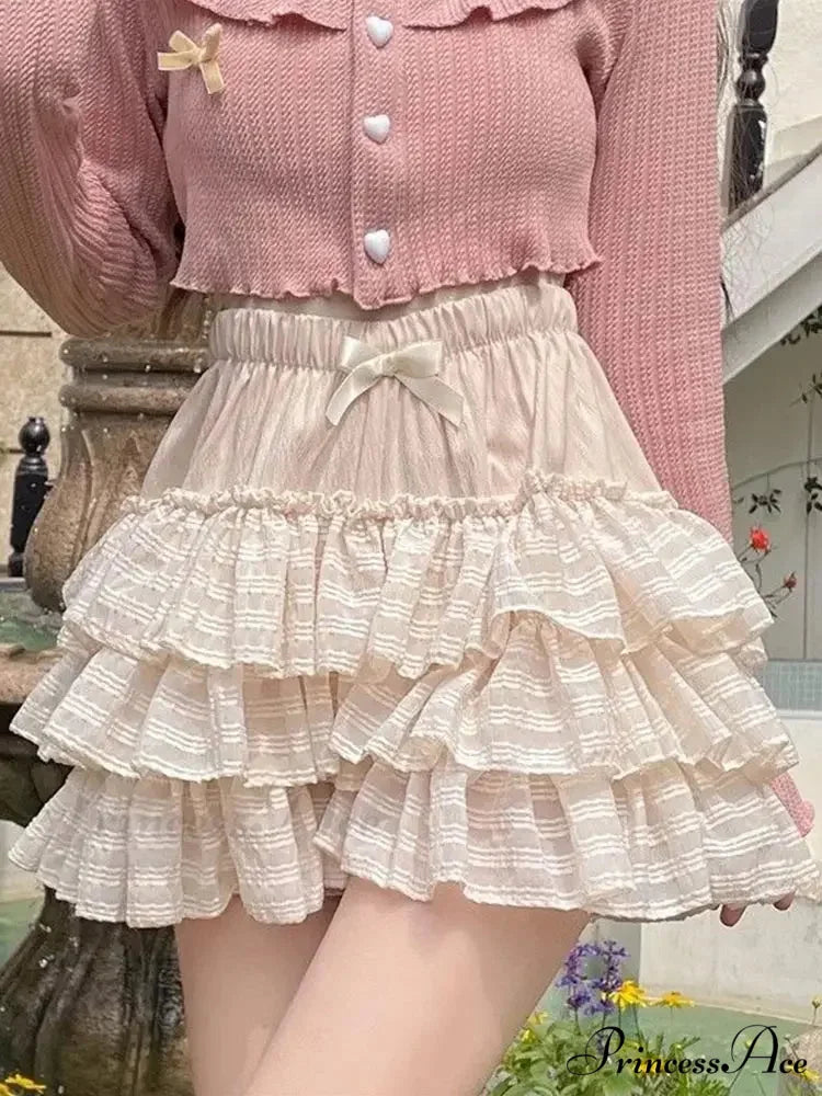 Stretchy Waist Lace Skirt apricot / S skirts-250223