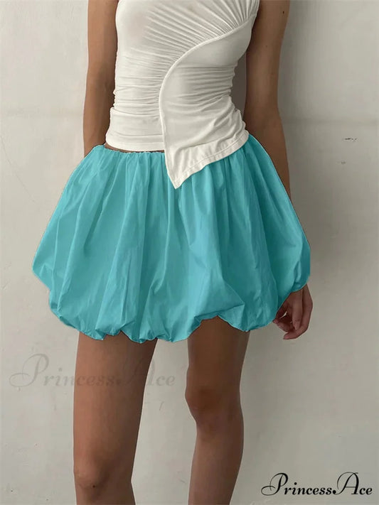 Stretchy Waist Monochrome Tutu Skirt blue / S skirts-250223