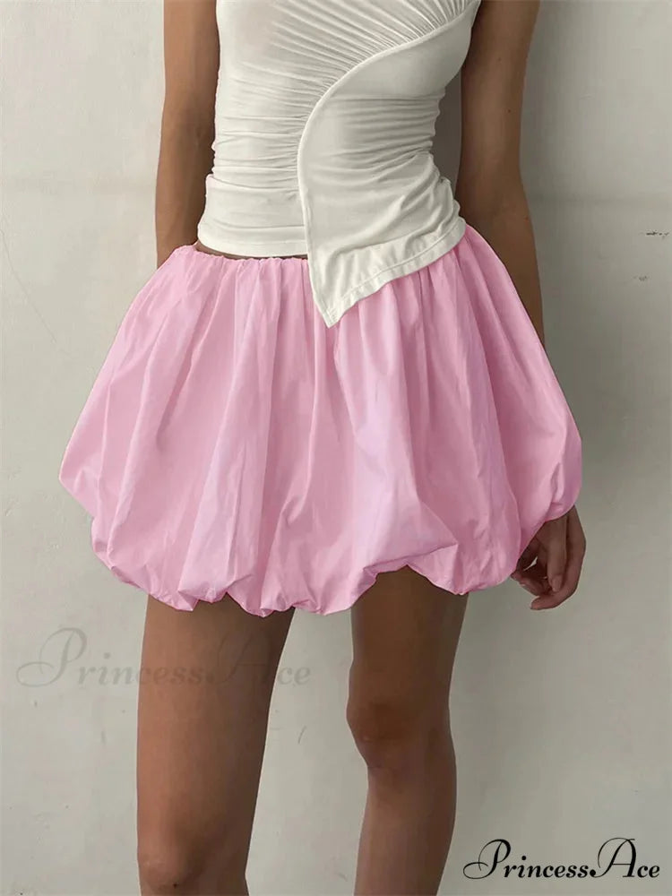 Stretchy Waist Monochrome Tutu Skirt pink / S skirts-250223