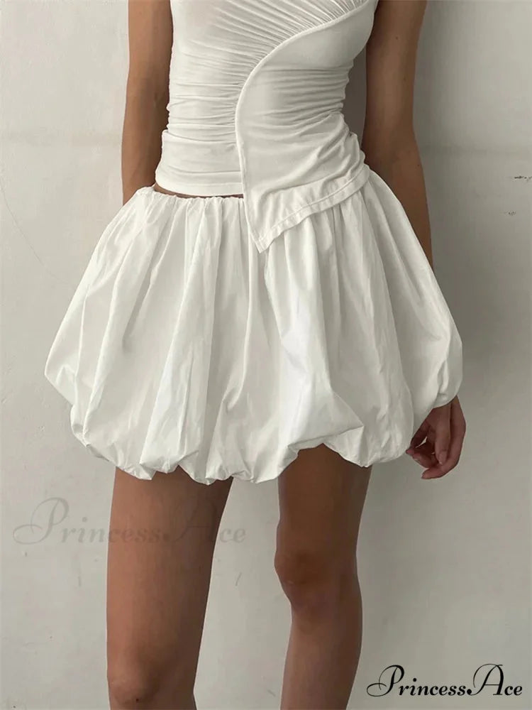 Stretchy Waist Monochrome Tutu Skirt white / S skirts-250223