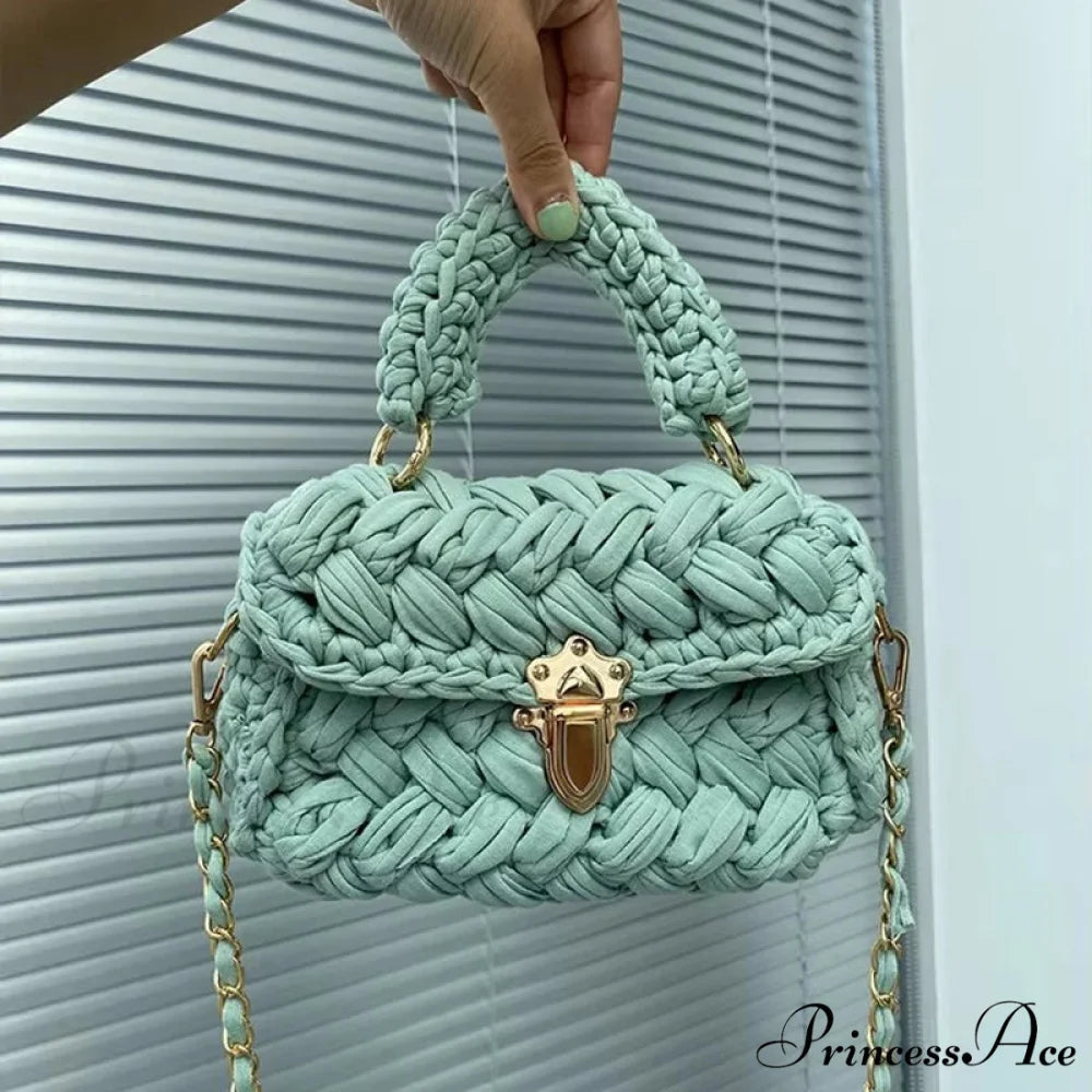 String Knitting Creator Chains Crossbody Purse Green handbag-250126