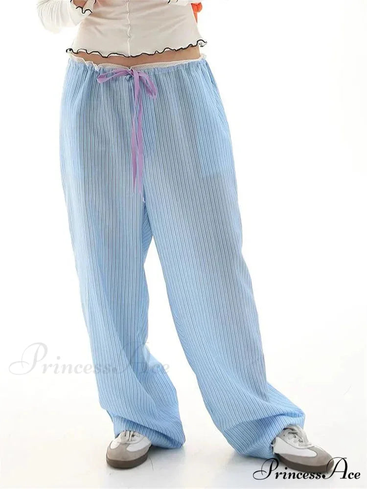 Stripe Drawstring Broad Leg Informal Sweatpant Pant pant-250223