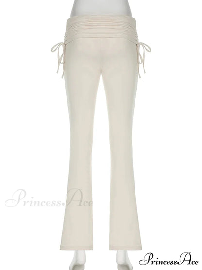 Stripe Drawstring Elastic Low Waist Baggy Sweatpants Straight Leg Pants