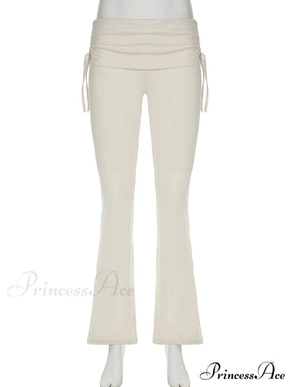 Stripe Drawstring Elastic Low Waist Baggy Sweatpants Straight Leg Pants