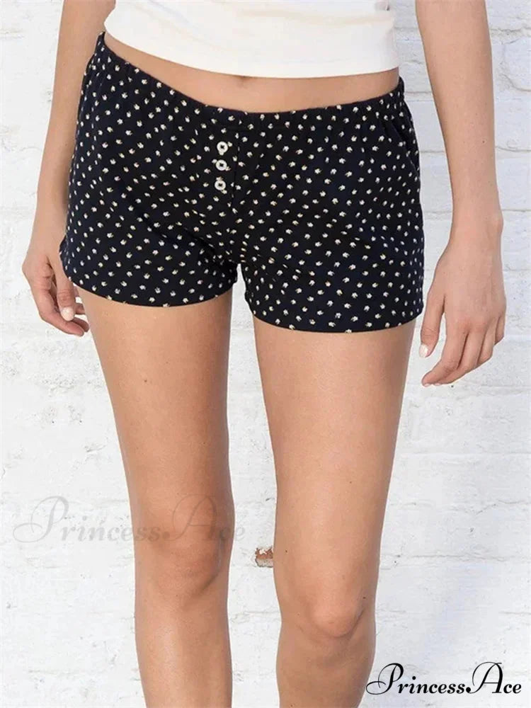 Striped Blooming Button Celebration Short black / S short-250223