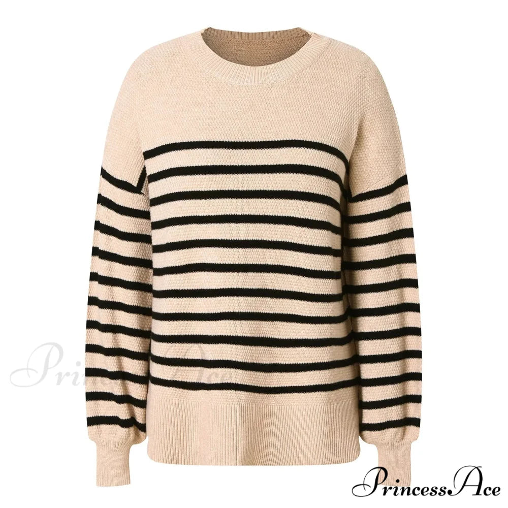 Striped Cozy Casual Knitting Loose Long Sleeve Comfortable Stylish Autumnal Sweater