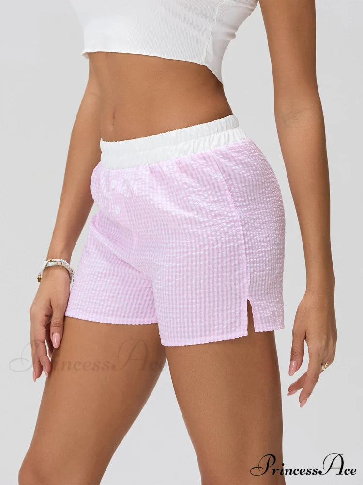 Striped Elastic Waist Short short-250223