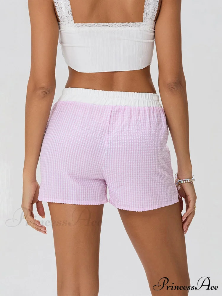Striped Elastic Waist Short short-250223