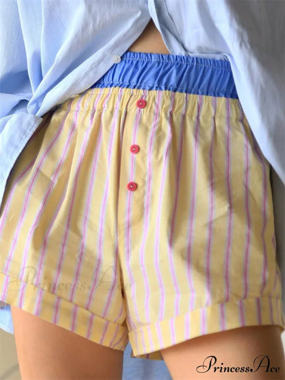 Striped Elastic Waist Short beige / S short-250223