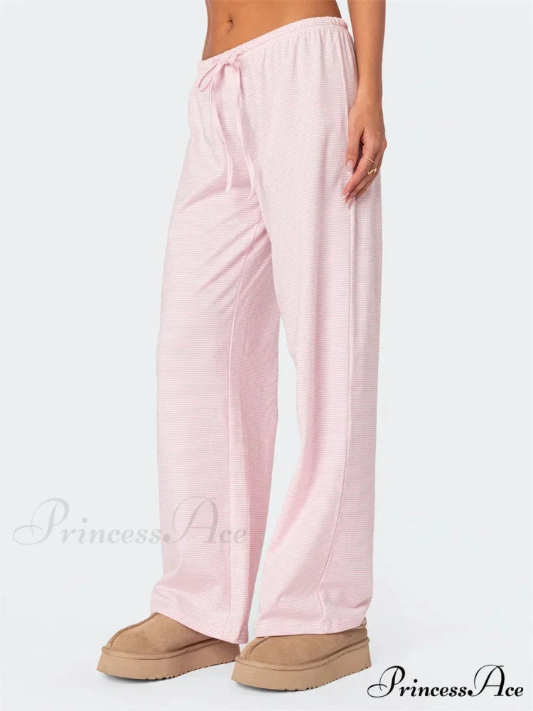 Striped Fasten-Up Flexible Waist Baggy Informal Pant pant-250223